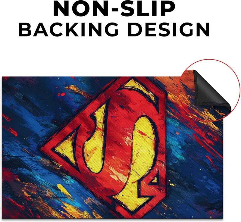 DreamController Superrman Custom Rugs for Gamer Room (62x40inch)| Playroom Carpets Inspired by Games & Anime Decor for Gamers | Gamer Room Decor for Kids Teen Anti-Slip Gaming Mats - Image 3